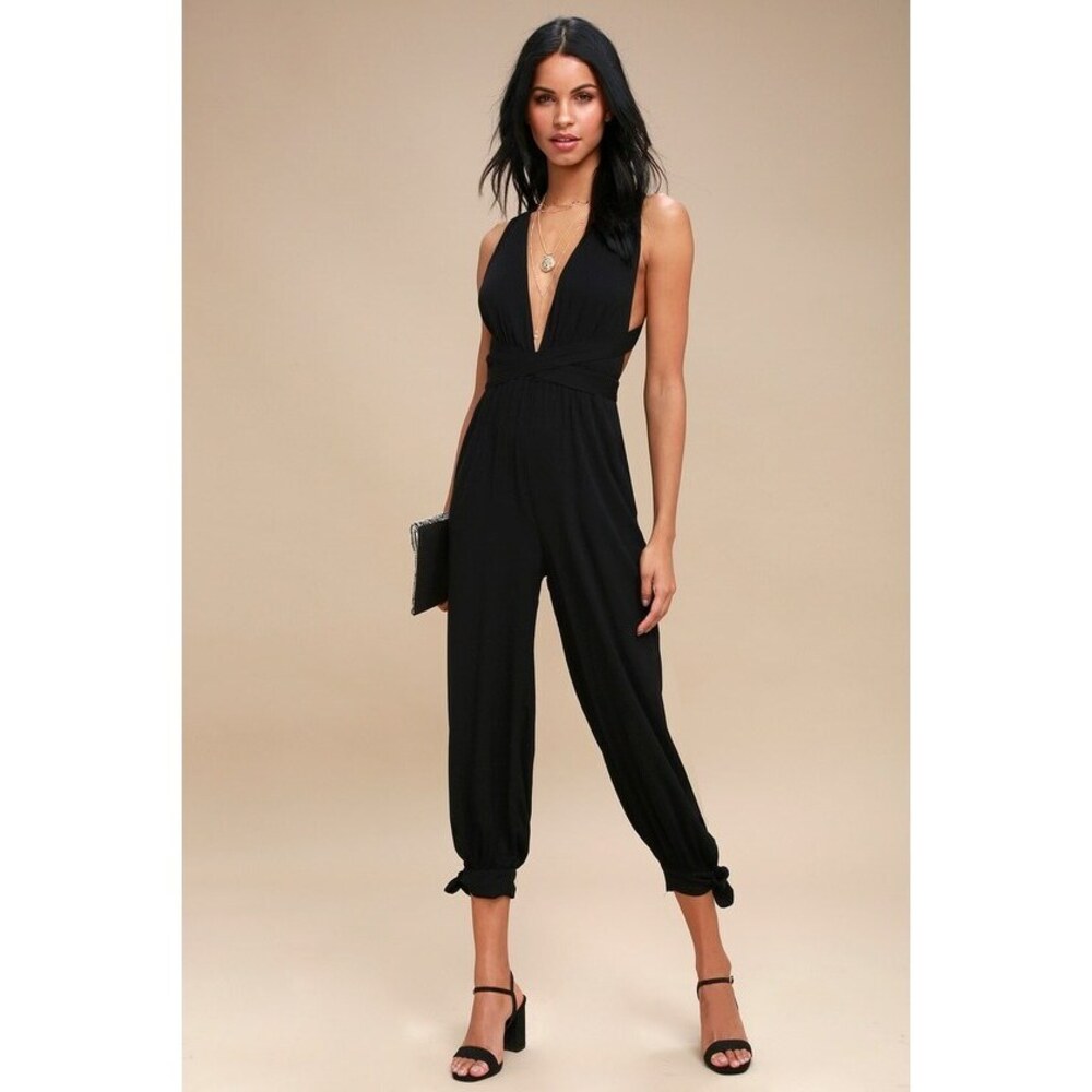 Lulus Lolinda Black Halter Jumpsuit - Size Small